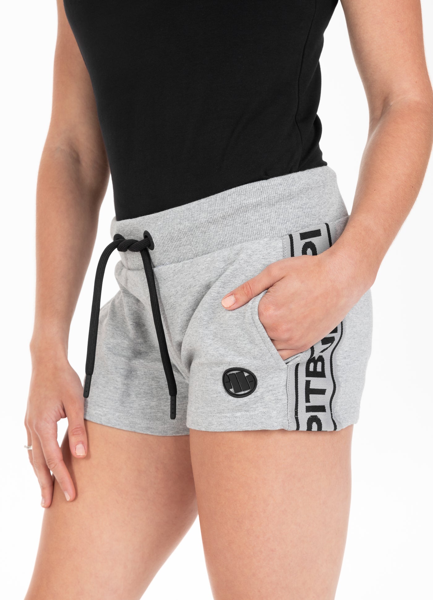 Women's shorts SMALL LOGO FRENCH TERRY 21 Grey - Pitbull West Coast  UK Store