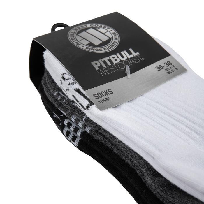 High Ankle Socks TNT 3pack White/Charcoal/Black - Pitbull West Coast  UK Store
