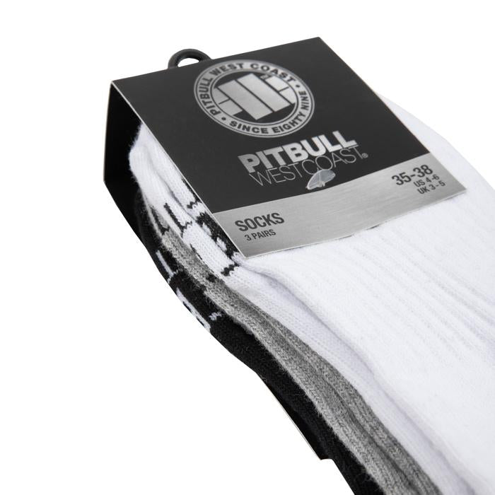High Ankle Socks TNT 3pack White/Grey/Black - Pitbull West Coast  UK Store